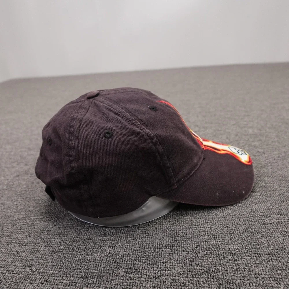 Vintage Monster Garage Hat Cap Strap Back Mens One Size Black Flame Skull Y2K